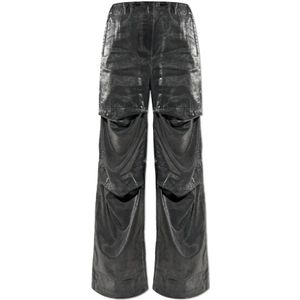 Diesel, Dames, Broeken, Grijs, Maat: 2XS Viscose,