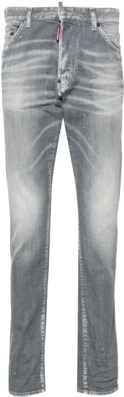 Dsquared2 Slim Fit Vervaagde Grijze Katoenen Jeans , Gray , Heren , Maat: XL