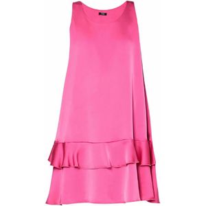 Jurken - Fuchsia - Mini Dress - Relaxed Fit - 100% Zijde