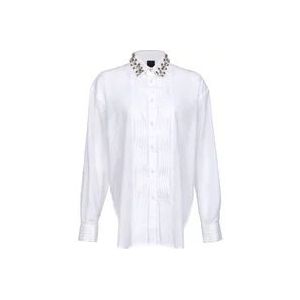 Pinko Witte Hemden met Lage Hak , White , Dames , Maat: S