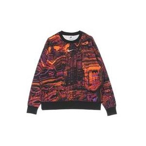 Nike Bedrukte Crewneck Sweatshirt voor Dames , Black , Dames , Maat: S