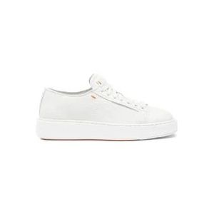 Santoni Witte Leren Sneakers met Brede Zool , White , Dames , Maat: 37 EU