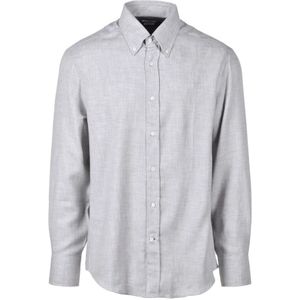 Brunello Cucinelli, Heren, Overhemden, Grijs, Maat: 5XL Katoen,