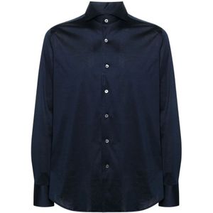 Canali, Heren, Overhemden, Blauw, Maat: L Katoen,