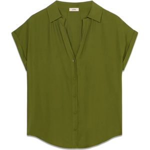 Oltre, Dames, Blouses & Shirts, Groen, Maat: S Viscose,
