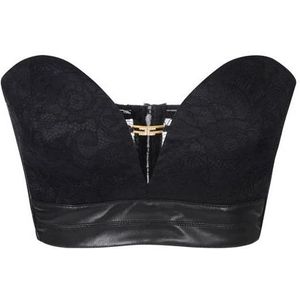 Elisabetta Franchi, Dames, Tops, Zwart, Maat: S Leer,