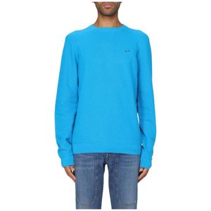 Sun68, Heren, Truien, Blauw, Maat: M Katoen,