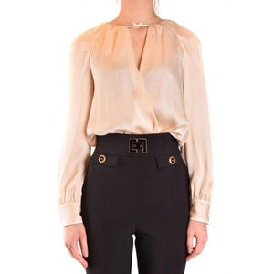 Elisabetta Franchi, Dames, Blouses & Shirts, Beige, Maat: L Zijde,