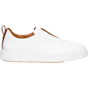 Santoni Witte Slip-On Leren Sneakers , White , Heren , Maat: 42 EU