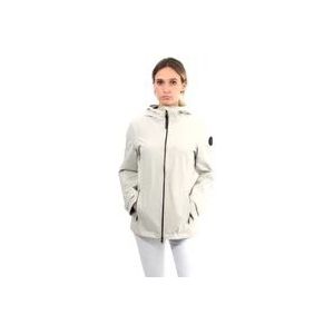 Woolrich Waterdichte Hooded Jacket met ritssluiting , Beige , Dames , Maat: M