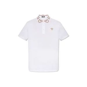 Versace Polo shirt met lurex garen , White , Heren , Maat: M