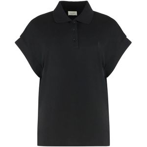 Saint Laurent, Dames, Tops, Zwart, Maat: M Piqué,