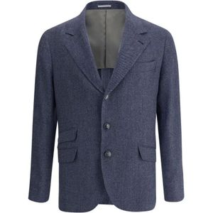Brunello Cucinelli, Heren, Jassen, Blauw, Maat: M Wol,