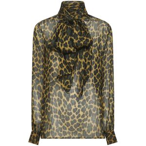 Saint Laurent, Dames, Blouses & Shirts, Groen, Maat: XS Zijde,