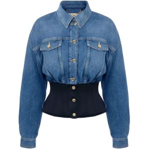 Elisabetta Franchi, Dames, Jassen, Blauw, Maat: M Denim,