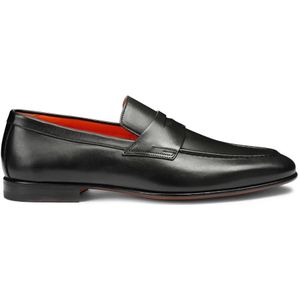 Santoni Klassieke Leren Loafer , Black , Heren , Maat: 44 EU