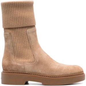 Santoni Leren Suède Laarzen met Rubberen Zool , Beige , Dames , Maat: 36 1/2 EU