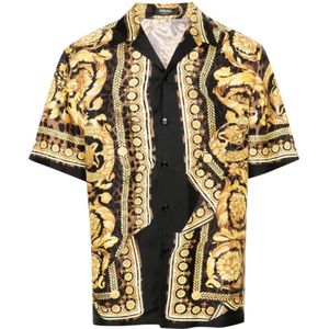 Versace Barocco Print Zijden Overhemden , Multicolor , Heren , Maat: L