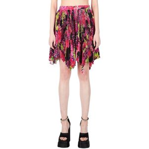 Versace Bloemenlogo Geplooide Minirok , Multicolor , Dames , Maat: XS