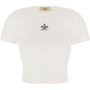 Fendi, Dames, Tops, Wit, Maat: M Katoen,
