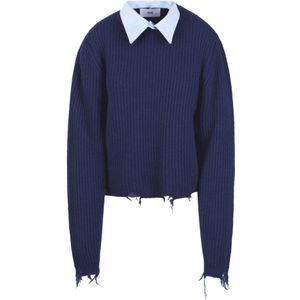 Solotre, Dames, Truien, Blauw, Maat: M Katoen,