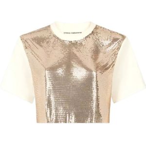 Rabanne, Dames, Tops, Beige, Maat: M Katoen,