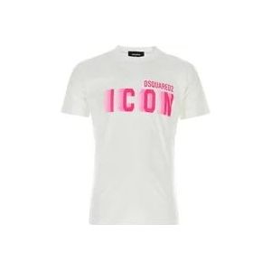 Dsquared2 Klassiek Wit Katoenen T-Shirt , White , Heren , Maat: L