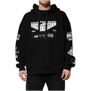 Dolce & Gabbana, Heren, Sweatshirts & Hoodies, Zwart, Maat: XL Katoen,