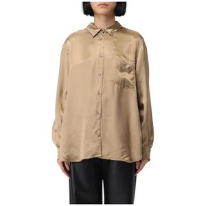 Aspesi, Dames, Blouses & Shirts, Geel, Maat: M Satijn,