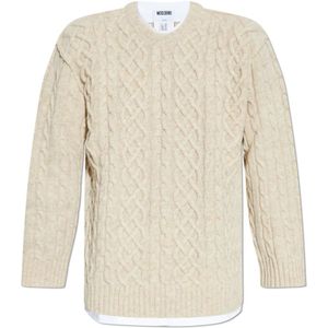 Moschino, Heren, Truien, Beige, Maat: L Wol,