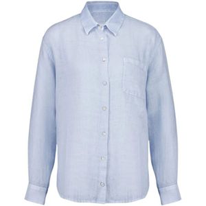 120% Lino, Dames, Blouses & Shirts, Blauw, Maat: M Linnen,