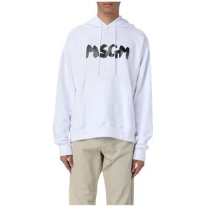 Msgm, Heren, Sweatshirts & Hoodies, Wit, Maat: XL Katoen,
