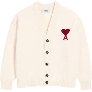 Ami Paris - Witte Gebreide Trui - Heren - Wol - Aw 25