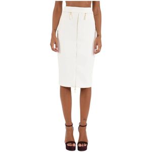 Elisabetta Franchi, Dames, Rokken, Wit, Maat: L Leer,
