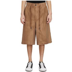 Andrea Ya’aqov, Heren, Korte broeken, Beige, Maat: L Linnen,