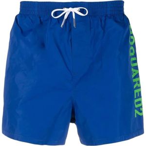 Dsquared2 Blauw/Groen Logo Zwemshorts , Blue , Heren , Maat: M