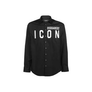 Dsquared2 Zwart Overhemd - Regular Fit - Geschikt voor Alle Temperaturen - 100% Katoen , Black , Heren , Maat: M