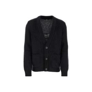 Balmain Zwarte Mohair Blend Cardigan , Black , Heren , Maat: L