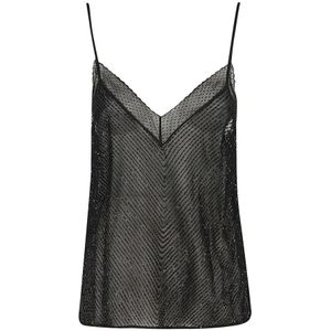Elisabetta Franchi, Dames, Tops, Zwart, Maat: S Leer,