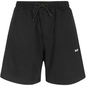 Msgm, Heren, Korte broeken, Zwart, Maat: S Katoen,