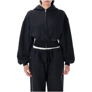 T by Alexander Wang, Dames, Sweatshirts & Hoodies, Zwart, Maat: 2XS Katoen,