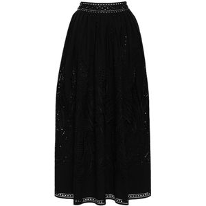 Alberta Ferretti, Dames, Rokken, Zwart, Maat: S Katoen,