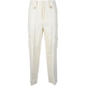 Twinset, Dames, Broeken, Wit, Maat: L Linnen,