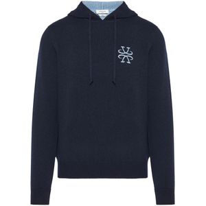 Jacob Cohën, Heren, Sweatshirts & Hoodies, Blauw, Maat: L Wol,
