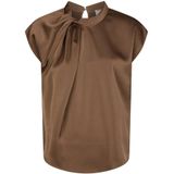Neo Noir - Fleur Drapy Satin Blouse - Bruin - Dames