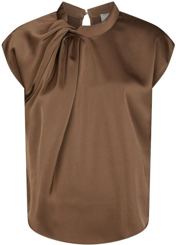 Neo Noir - Fleur Drapy Satin Blouse - Bruin - Dames