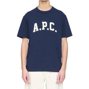 A.p.c., Heren, Tops, Blauw, Maat: M Katoen,