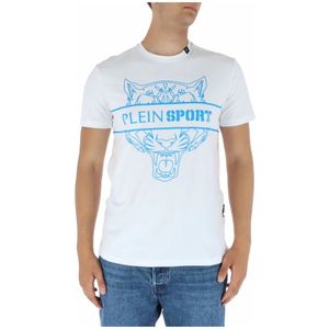 Plein Sport, Heren, Tops, Wit, Maat: M Katoen,
