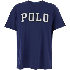 Polo Ralph Lauren - T-shirt - Blauw - Katoen - Crewneck met Logo Borduurwerk