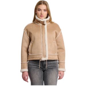 Rino&Pelle, Dames, Jassen, Beige, Maat: M Leer,
